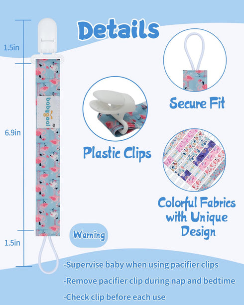 Babygoal Animal Pacifier Clips, 8 Pack Binky Paci Holder Clips for Baby Boys and Girls Fits for Most Pacifier, Binkie Styles & Baby Teethers & Toy...