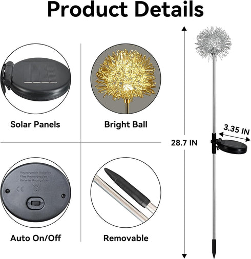 Solar Garden Lights Outdoor-2 Pack Outdoor Decorative Garden Lights, Waterproof Solar Outdoor Lights Auto ON/Off Solar Lights for Garden Gifts for...