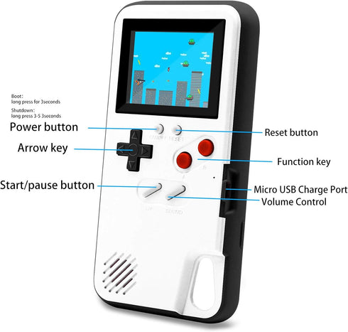 Game Console Case for iPhone,LucBuy Retro Protective Cover Self-powered Case with 36 Small Game,Full Color Display,Shockproof Video Game Case for ...