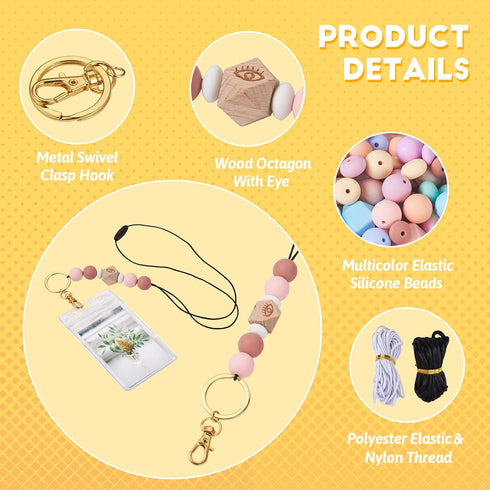 FASHEWELRY 122Pcs Pastel Silicone Beads for Keychain Making Colorful Round Silicone Focal Beads Abacus Hexagon Rubber Beads for DIY Crafts Jewelry...