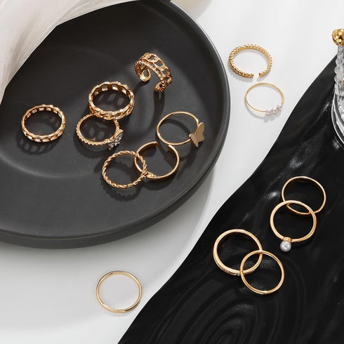 Vintage Gold Knuckle Rings Set for Women,Bohemian Stackable Joint Finger Ring Sets,Y2K Fashion Cute Retro Midi Rings Pack Trendy Dainty Jewelry Gi...