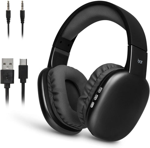 iJoy Ultra Wireless Headphones with Microphone- Rechargeable Over Ear Wireless Bluetooth Headphones with 10Hr Playtime, SD Slot, Backup Wire- Soft...
