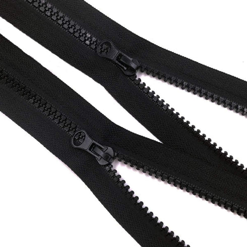 2pcs 24inch Separating Bottom Zipper #5 Black Plastic Jacket Zippers with Zipper Pulls for Coats, Bags, Jackets, and Other Sewing Crafts (24 inch)...