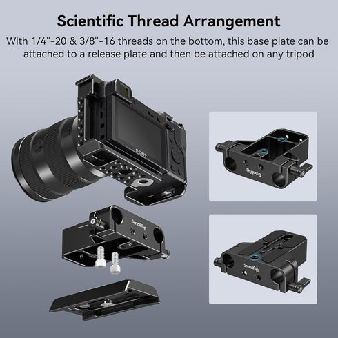SmallRig Camera Base Plate with 15mm LWS Rod Rail Clamp, Baseplate for Sony A6500 A6600 A6300, for Canon R5 R6, for Sony A7SIII / A7III, Both for ...