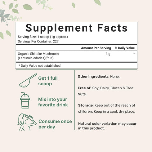 Micro Ingredients Organic Shiitake Mushroom Powder, 8 oz | Culinary Superfood | Supports Gut & Immune Health | Great for Cooking, Soups & Sauces |...