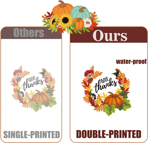 Thanksgiving Fall Window Clings Decorations, 10 Sheets Thanksgiving Window Stickers for Kids Home Office Classroom Party Glass Windows Double Side...