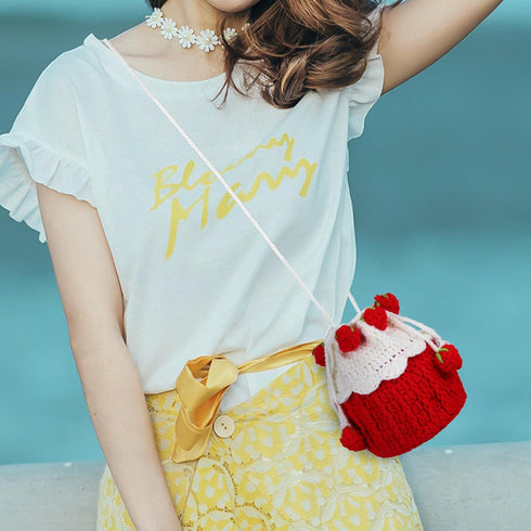 Strawberry Crochet Bag:1pc Knitted Bag Fruit Purse Women Knit Clutch Bag Handmade Knit Satchel Purse Handbag...