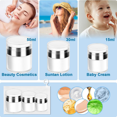 Airless Pump Jars, Travel Vacuum Cream Bottle, Airless Pump Bottles, Refillable Moisturizer Vacuum Bottle, Empty Cosmetic Dispenser with Pump for ...