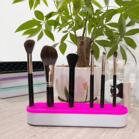TANG SONG 1 PCS Silicone Make up Brush Holder Cosmetic Storage Box Desktop Organizers (Pink)...