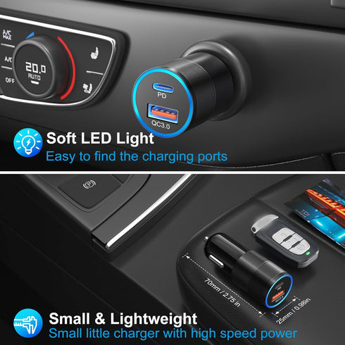 USB C Car Charger 5 Pack, Bangfun 36W Dual 12V USB C & USB A Car Charger Adapter QC+PD 3.0 Fast Charging Cigarette Lighter for iPhone 15 14 13 12 ...