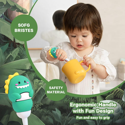 Baby Toothbrush Soft Bristles for Toddlers & Children Aged 1-4 Fun Dinosaurs Shape for 360 Degree Cleaning Gifts for Kids’ Birthday (4 Count (Pack...