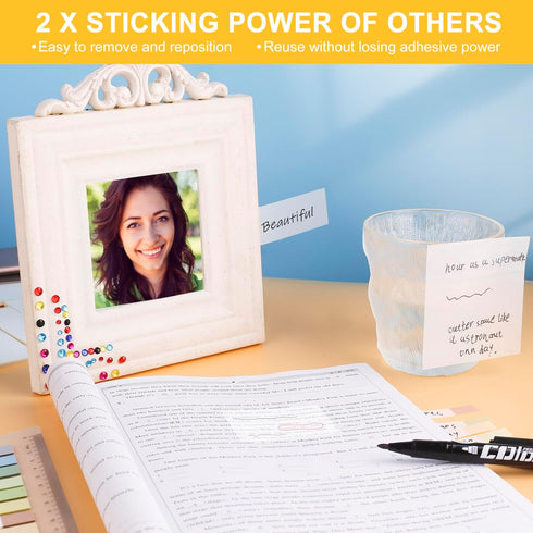 11 Pack Transparent Sticky Notes with Marker, 2 X Sticking Power Clear Sticky Notes 3x3, Translucent School Office Supplies for Book Notes Highlig...
