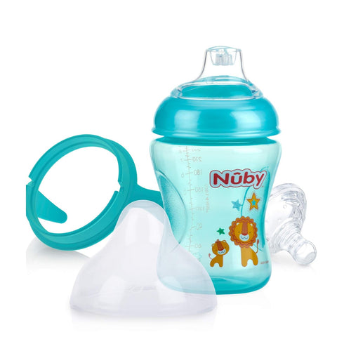 Nuby Non-Drip 3-Stage Nurser with Wide Neck - Bottle to Sippy Cup - (3-Pack) 11 Oz - 3+ Months...