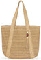 Straw Beach Bag for Women Woven Structured Tote Bag Summer Shoulder Handbags...