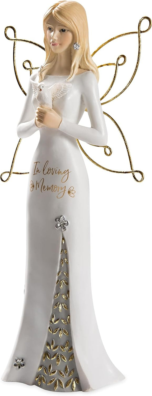 Pavilion - in Loving Memory - 9 Inch White & Gold Angel Figurine...