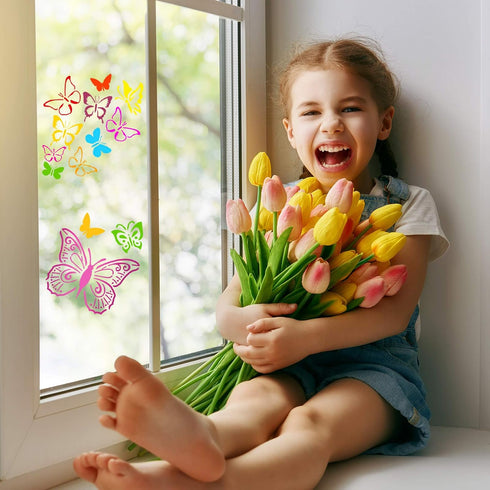 16 Pieces Butterfly Stencils Reusable Butterfly Template Art Painting Stencils for Paint Craft Wall DIY Fabric Floor Home Decor Wood Signs (6 x 6 ...