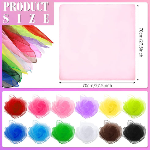 Haysandy 12 Pcs 50s Retro Chiffon Sheer Square Neck Head Scarf for Women Handkerchief Lightweight Satin Ribbon Scarf Hemmed Sheer Neck Scarf Juggl...