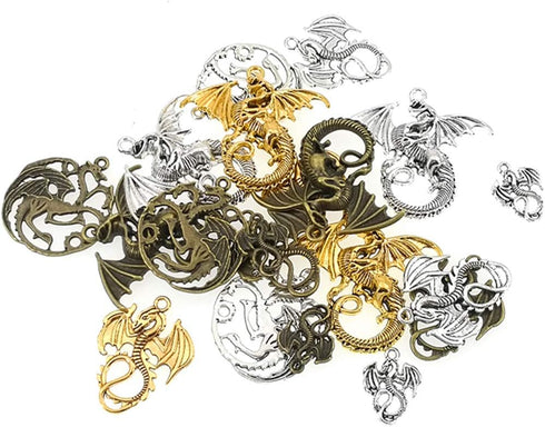 ALIMITOPIA Flying Dragon Charm Demon Fire Dragon Totem DIY Jewelry Making Charm Pendant for Handmade Necklace Bracelet Accessaries(20pcs)...