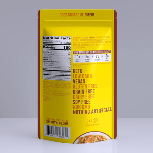 Kiss My Keto Granola Cereal – Salted Caramel Keto Granola Low Carb Cereal (2g-Net) Low Sugar Granola – Grain Free Granola Keto Cereal, Gluten Free...