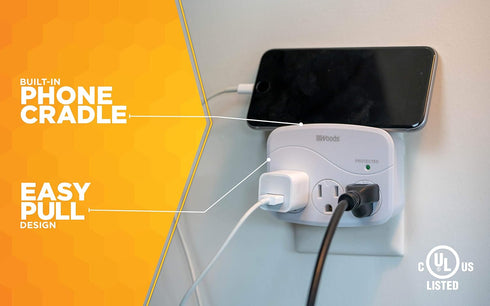 Woods 41034 Surge Protector with 3 Power, 3-Outlet 1000J of Protection...