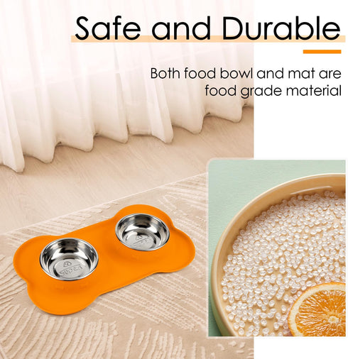 SUPERDESIGN Dog Bowls 2 Stainless Steel Puppies Bowl with No Spill Non-Skid Silicone Mat Pet Water and Food Feeder Bowls for Feeding Small Medium ...