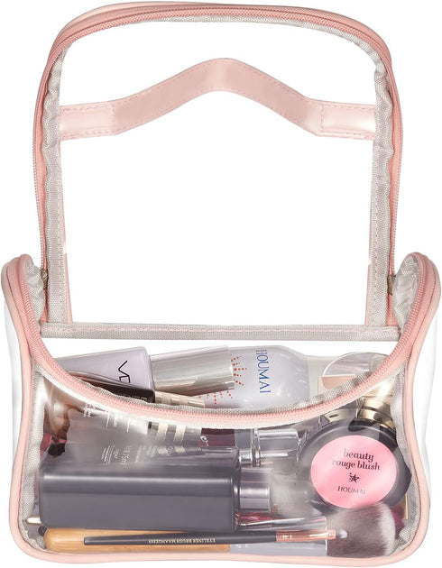 HAOGUAGUA Heavy Duty Clear Cosmetic Bag Waterproof Transparent Travel Makeup Toiletry Organizer Bag (Pink)...