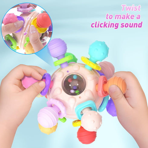 Baby Teething Toys for Babies 0-6 Months, Montessori Sensory Teether for 0 3 6 9 12 Months 1 One Year Old, Baby Essentials Rattles Newborn Infant ...