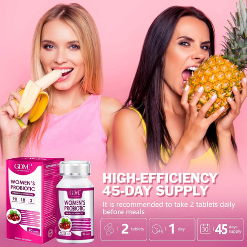 Women's Probiotics, 90 Tablets 90 Billion CFU 18 Strains, Contains Organic Prebiotic Cranberry,Probiotic Supplement for Digestion, Immunity, Women...