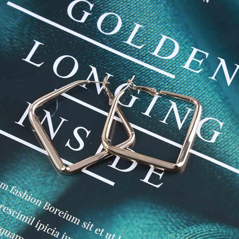 Large Square Drop Earrings Minimalist Hollow Square Hoop Earrings Gold Geometric Dangle Earrings Big Square Huggie Hoop Earring Jewelry for Women ...
