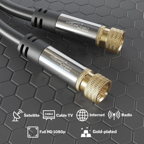 KabelDirekt – SAT Cable, Coaxial – Internet, Satellite Cable – TV/Aerial/Coax Cord with F-Connector, Metal Plug – Designed in Germany – 15ft (Radi...