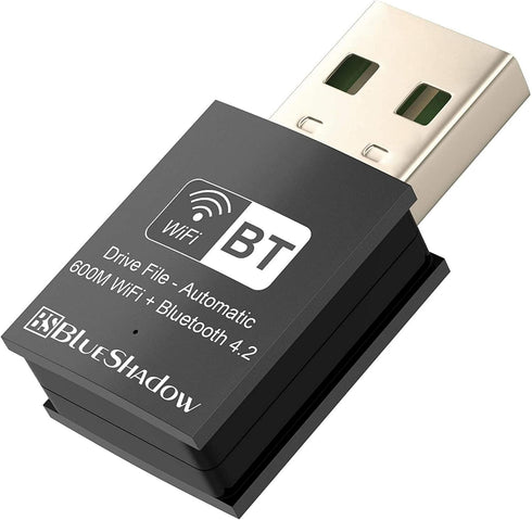 Blueshadow Mini 2-in-1 USB WiFi Bluetooth Adapter AC600-2.4G/5G Dual Band Wireless Network Adapter for Desktop PC, Bluetooth 4.2, WPA3 Network Sec...