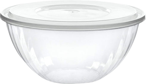 PLASTICPRO Disposable Round Crystal Clear Serving Bowls With Lids Party Snack or Salad Bowl, Plastic Clear Chip Bowls, Party Snack Bowls, Candy Di...