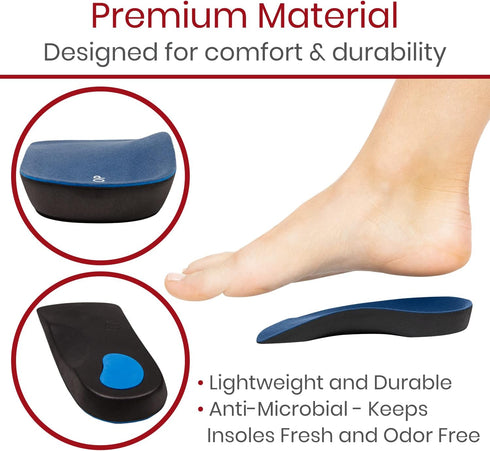 Envelop 3/4 Arch Support Inserts for Men and Women - Orthotic Shoe Insoles for Plantar Fasciitis, Flat Feet, Over-Pronation, Tendonitis, Foot Pain...