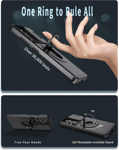 for Samsung Galaxy S21 Ultra Mag-Safe Kickstand Case with Slide Camera Cover,Slim Shockproof Military Heavy Duty Anti-Drop Full Body Protection,36...