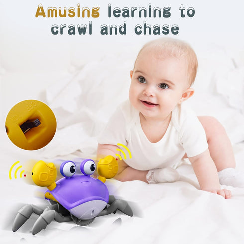 Yeaye Crawling Crab Baby Toys Infant - Tummy Time Toy Gifts for 3 4 5 6 7 8 9 10 11 12 Boy Girl with Learning Crawl System Music for 0-6 6-12 12-1...