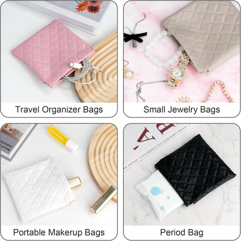 4 PCS Small Makeup Bag for Purse, Mini Portable Cosmetic Bags for Women, Small Travel Kit Storage Pouch for Coin Purse Lipstick Cosmetic Jewelry c...