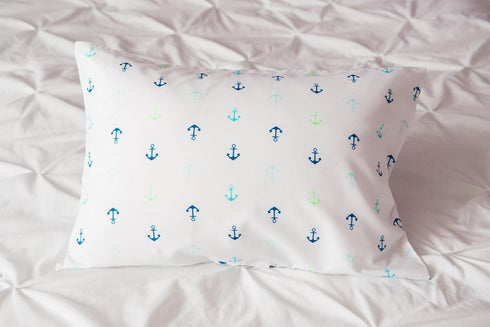 ELLA & MAX Toddler Pillowcase. Anchor Nautical. Soft & Cuddly. Fits 13x18 & 14x19 Toddler Pillows. Easy to wash & no Ironing. Handmade in USA. Mad...