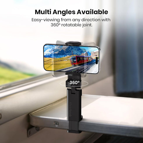 Portable Airplane Phone Holder, Klearlook Universal Travel Essentials Phone Mount with Multi-Directional 360° Rotation, Travel Must Haves Handsfre...