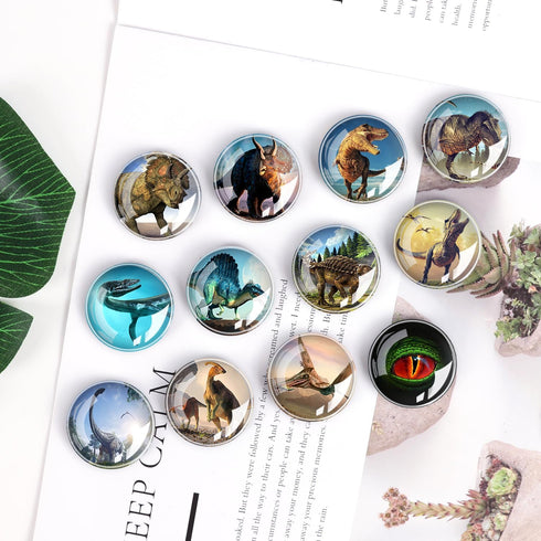 Glass Strong Animals Refrigerator Magnets,12 Pcs Decorative Magnets for Fridge Lovely Decor for Home Kitchen Office Whiteboard (Dinosaur Refrigera...