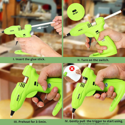 Cordless Hot Melt Glue Gun Kit - FEITA USB Rechargeable 2650mAh Battery Mini Glue Gun with 30pcs Glue Sticks - Wireless small Glue Guns with barb ...