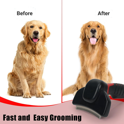 HOP Dog Deshedding Brush for Short Haired Dogs Cats Pets Professional Deshedding Tool Anti-Slip Handle & Detachable Head Highly Effective Deshedde...
