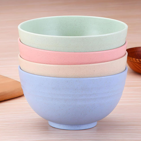 Unbreakable Cereal Bowls,Reusable Wheat Straw Bowl,Dishwasher and Microwave Safe- BPA Free,4 Colors Cereal Reusable Dinner Bowls 4 Set, (Classic B...