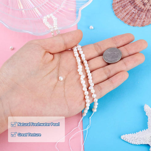 Beadthoven 90pcs/strands Natural Cultured Freshwater Pearl Beads 3-4mm Mini Pearls Irregular Nuggets Pearl Beads for DIY Bracelet Necklace Jewelry...