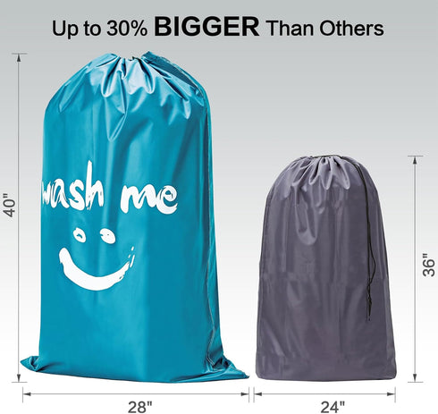 HOMEST 2 Pack XL Wash Me Travel Laundry Bag, Dirty Clothes Organizer, Large Enough to Hold 4 Loads of Laundry, Easy Fit a Laundry Hamper or Basket...