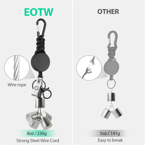 EOTW 2 Pack Retractable Keychain Key Retractable Keychain Heavy Duty with 23.6” Steel Retractable Cord Carabiner Key Ring for Keys Black...