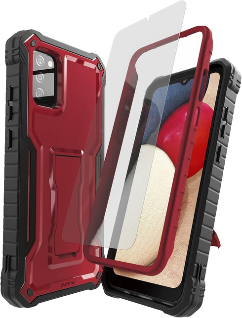 DUOPAL for Samsung Galaxy A02S Case, Military Grade Protection Shockproof Case with Tempered Glass HD Screen Protector and Kickstand Compatible wi...