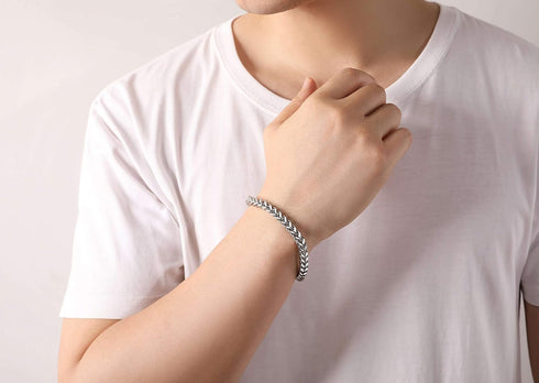 Franco Bracelet - Stainless Steel Men's Bracelet, Multicolored, 6mm Thick Chain Bracelet for Men and Boys...