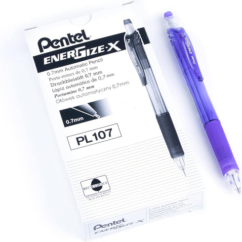 Pentel EnerGize-X Mechanical Pencil (0.7mm) Violet Barrel, Box of 12 (PL107V)...
