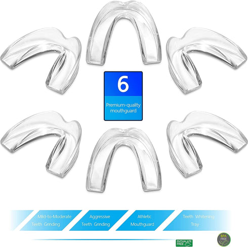 Mouth Guard for Grinding Teeth at Night - Model for Regular Grinding Teeth Pack of 6 Moldable Dental Night Guards for Teeth Grinding and Clenching...