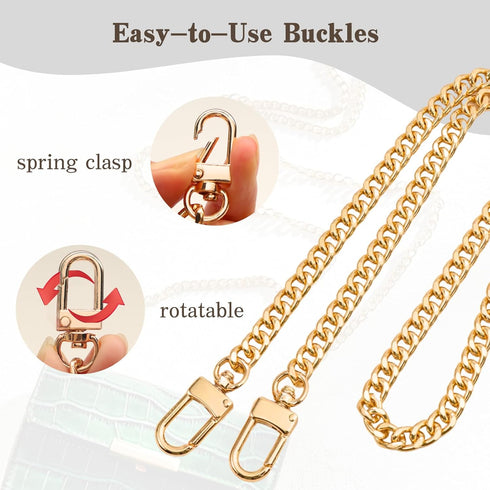 KASBEE Purse Chain Strap, Gold Chain Purse Strap, Crossbody Chain Strap for Purse Shoulder Bag, 47 Inch...